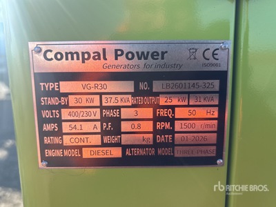 2026 Compal VG-R30 30kW Generador    (Unused)