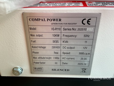 Compal VG-R110 10kW Generador Portátil (Unused)