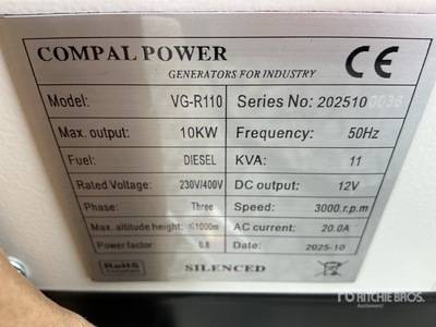 Compal VG-R110 10kW Generador Portátil (Unused)
