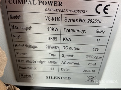 Compal VG-R110 10kW Generador Portátil (Unused)