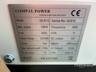 Compal VG-R110 10kW Generador Portátil (Unused)