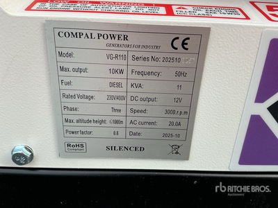 Compal VG-R110 10kW Generador Portátil (Unused)