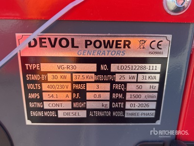 2026 Devol VG-R30 30kW Generador    (Unused)