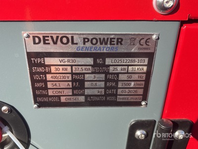2026 Devol VG-R30 30kW Generador    (Unused)