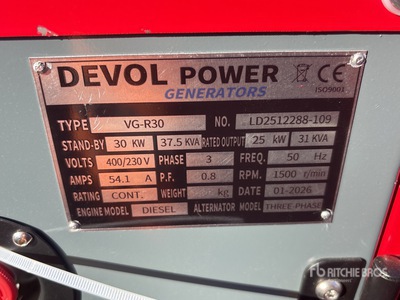 2026 Devol VG-R30 30kW Generador    (Unused)