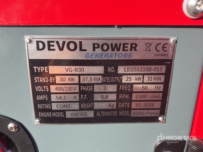 2026 Devol VG-R30 30kW Generador    (Unused)