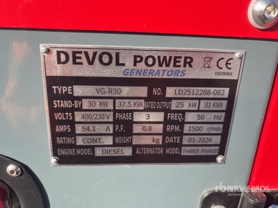 2026 Devol VG-R30 30kW Generador    (Unused)