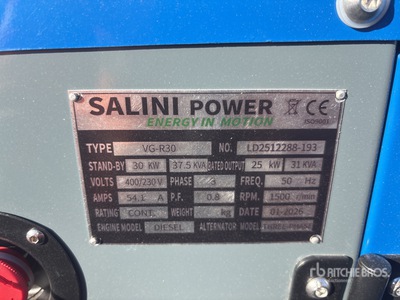 2026 Salini VG-R30 30kW Generador    (Unused)