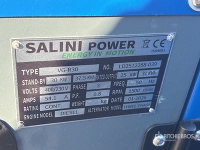 2026 Salini VG-R30 30kW Generador    (Unused)
