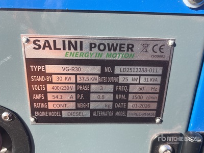 2026 Salini VG-R30 30kW Generador    (Unused)