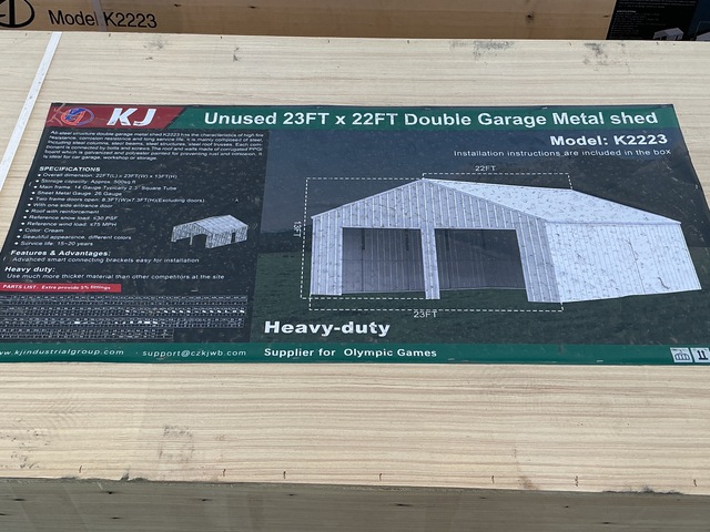 KJ K2223 Double Garage Metal Shed - Unused