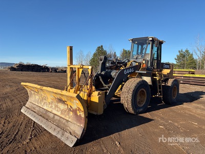 1994 John Deere 644G Has 11' 11" Craig Angle Snow Blade on Front, with 10'6" Snow Wing Wheel Loader
