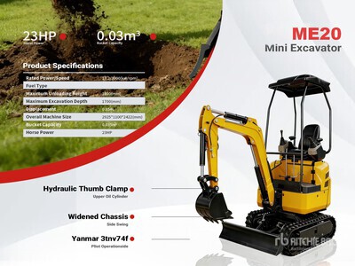 2026 ME20-YELLOW Mini Excavator (Unused)