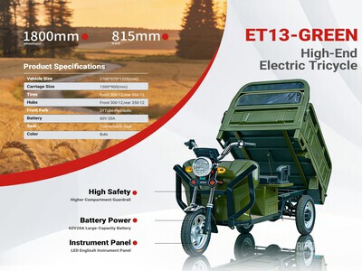 2026 ET13-GREEN 3 TT E-Trike Mini Scooter (Unused)