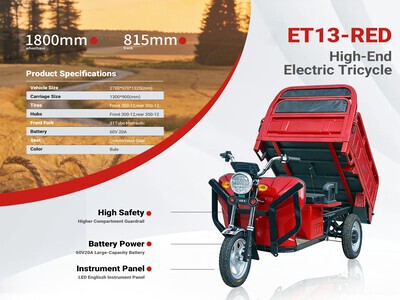 2026 ET13-RED 3 TT E-Trike Mini Scooter (Unused)