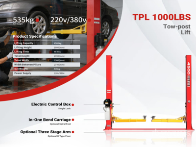 2026 TPL-RED 2 Post 10000 lb Vehicle Lift (Unused)