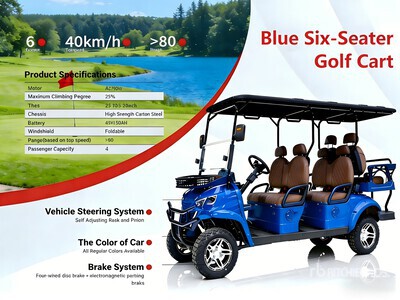 2026 Electric Blue Six-Seater Golf Cart (Unused)