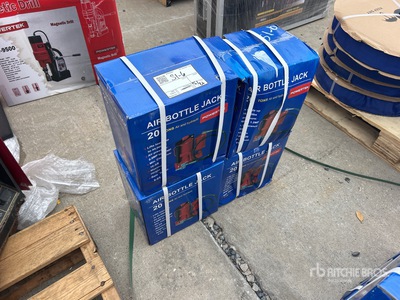 Quantity of (4) 2024 Powertek 20 ton Pneumatic Bottle Jack (Unused)