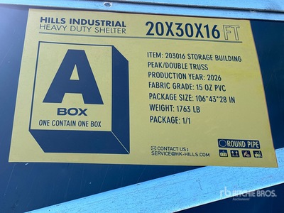 2026 HIlls Industrial 302016 30 ft x 20 ft x 16 ft Storage Building (Unused)