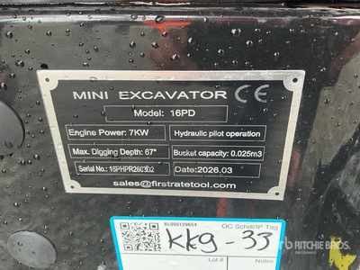 2026 VICSEC 16PD を見 Mini Excavator (Unused)