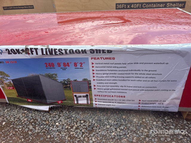 2026 SKLP SK-LS20 12 ft x 20 ft Metal Livestock Shelter (Unused)
