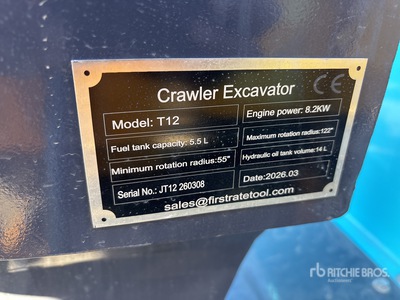 2026 Captok CK-T12 CRAWLER Mini Excavator (Unused)
