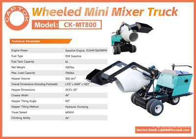 2026 Captok CK-MT800 Mini Mixer Chariot à béton (Unused)