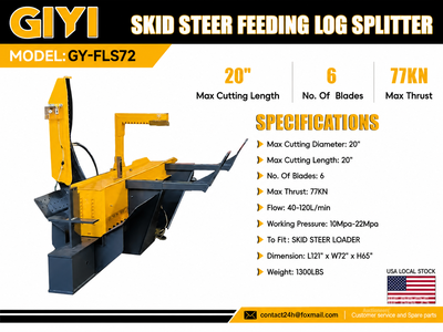 2026 GIYI GY-FLS72 500 mm Skid Steer Feeding Log Splitter (Unused)