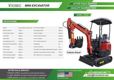 2026 VICSEC VC16 CRAWLER Mini Excavator (Unused)