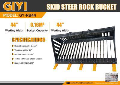 2026 GIYI GY-RB44 Mini Skid Steer Rock Bucket Divers  (Unused)