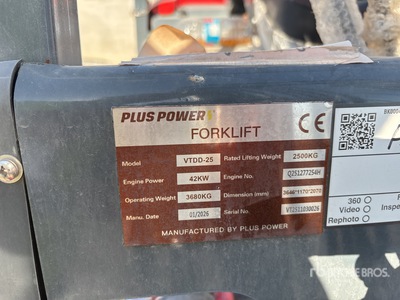 2025 Plus Power VTDD 25 Forklift (Unused)