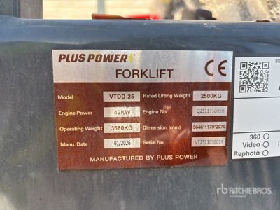 2025 Plus Power VTDD 25 Forklift (Unused)