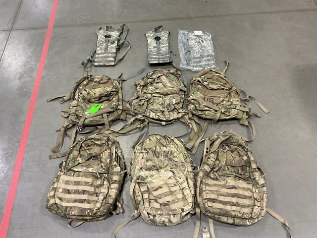 (7) Assault Packs, (29) Hydration System Carriers & Assorted Items