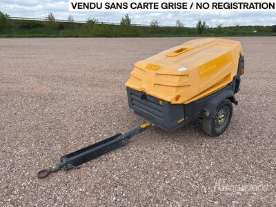 2014 Atlas Copco XAS37KD S/A Compresseur 1 Essieu Compresseur à air