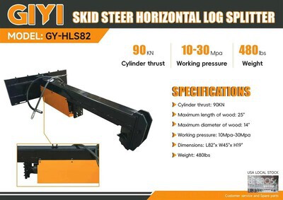 2026 GIYI GY-HLS82 25 in Skid Steer Wood Splitter (Unused)