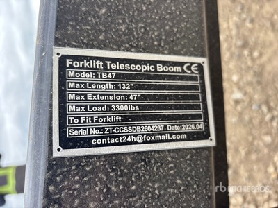 2026 GIYI GY-TB47 132 in 3300 lb Forklift Extendable Boom (Unused)