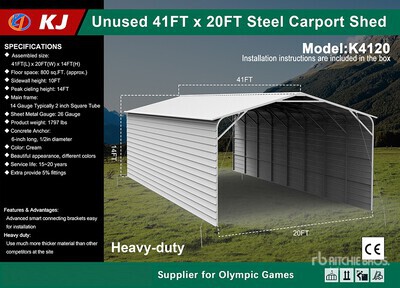 2026 KJ K4120 20 ft x 41 ft Enclosed Carport (Unused)