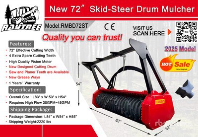 2026 Raytree RMBD72ST 72 in Drum Trituradora para minicargadora (Unused)