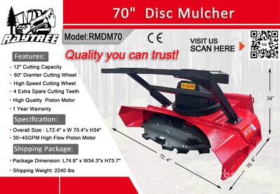 2026 Raytree RMDM70 60 in Disc Trituradora para minicargadora (Unused)
