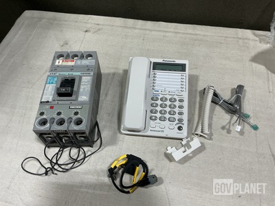 (12) Power Cables, (9) LCD Phones, (1) Circuit Breaker & Assorted Items