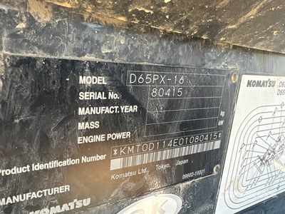 2011 Komatsu D65PX-16 Crawler Dozer