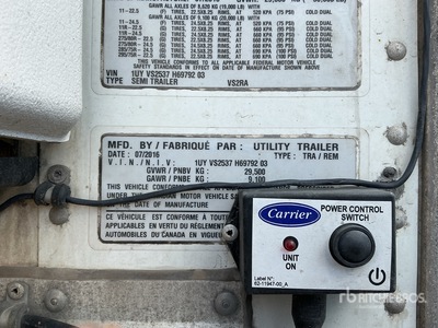 2017 Utility VS2RA 53 ft T/A Refrigerated Trailer