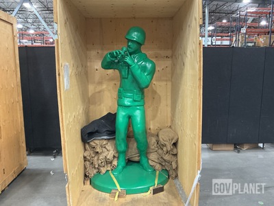 (2) Assorted Life-Size Green Army Soldier Sculptures