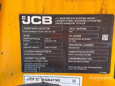 2018 JCB 3CX 4x4 Baggerlader