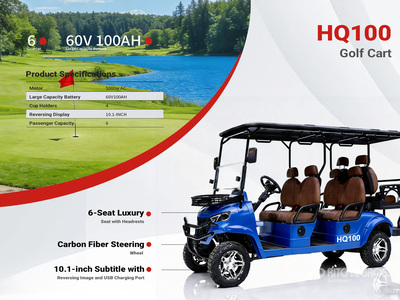 2026 HQ100 Electric Blue Six-Seater Golfwagentje (Unused)