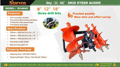 2026 STARVOX SV-AG42 Skid Steer Auger (Unused)