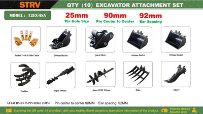 Quantity of (10) 2026 STARVOX 12EX-ASA Mini Excavator Attachments Varios, accesorio para excavadora (Unused)
