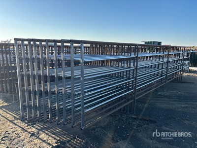Quantity of (10) 24 ft x 5 ft Custom Steel Livestock Panel (Unused)