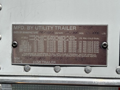 2015 Utility 3000R 53 ft x 102 in T/A Refrigerated Trailer