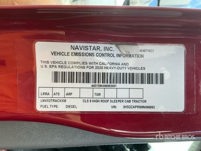 2021 International LT625 6x4 T/A Sleeper Truck Tractor